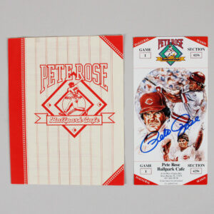 Pete Rose "Autographed" (MM) "Ballpark Cafe" Promo Card w/Menu COA JSA