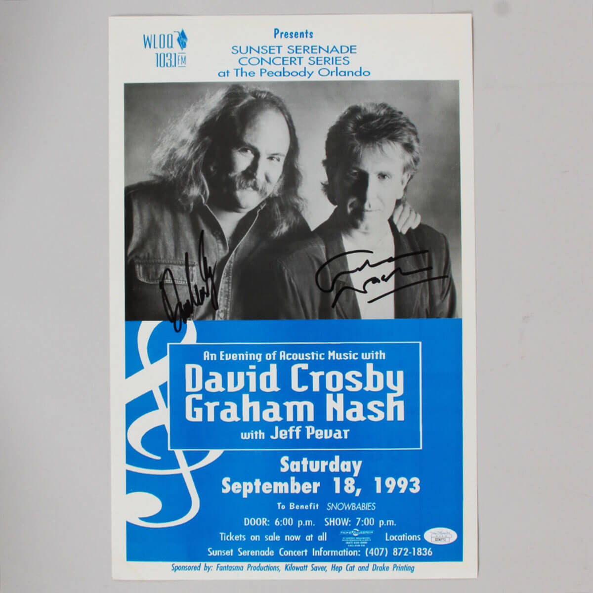David Crosby & Graham Nash Signed Poster - COA JSA