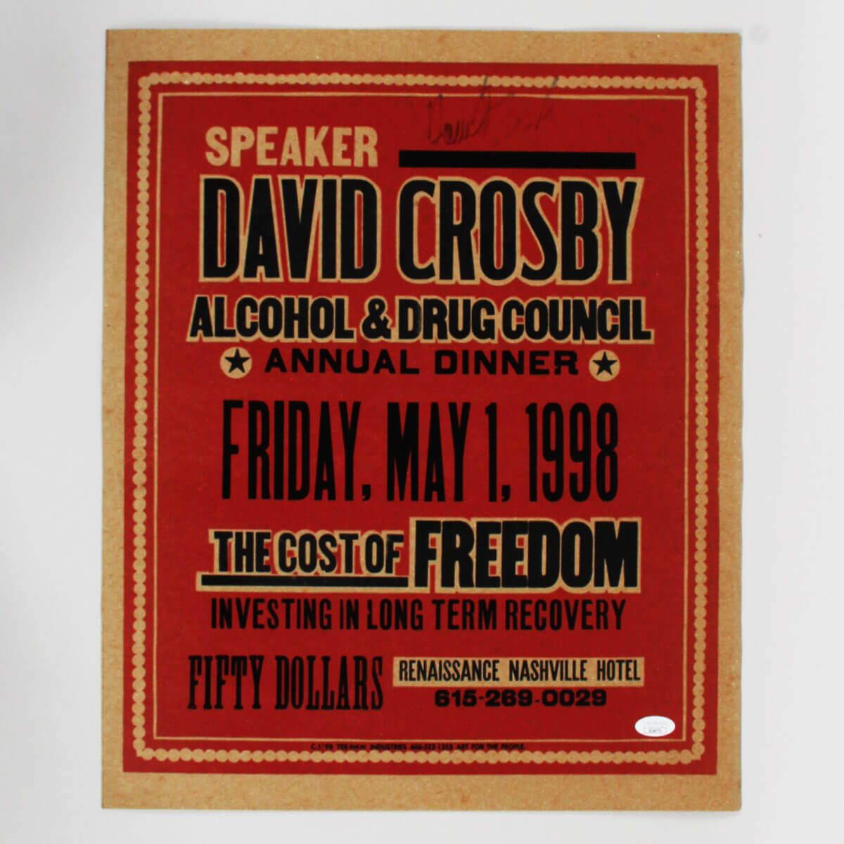 David Crosby Signed Poster - COA JSA