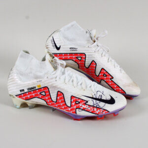 2022 Kylian Mbappe Match-Worn Cleats Boots Shoes Signed Paris Saint-Germaine Nike Flynit Vapor Posite COA Mears