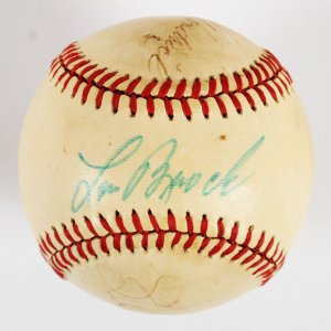 Lou Brock Signed Baseball w/ George Hendrick, Stan Musial - COA JSA