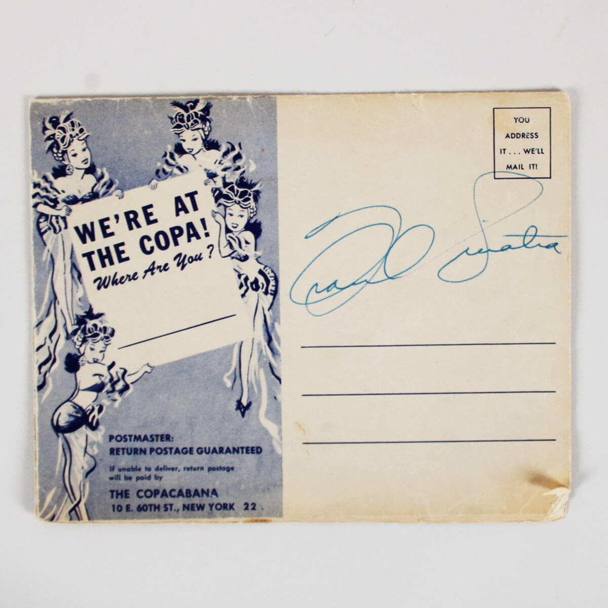 Frank Sinatra Signed Copacabana Advertising COA JSA