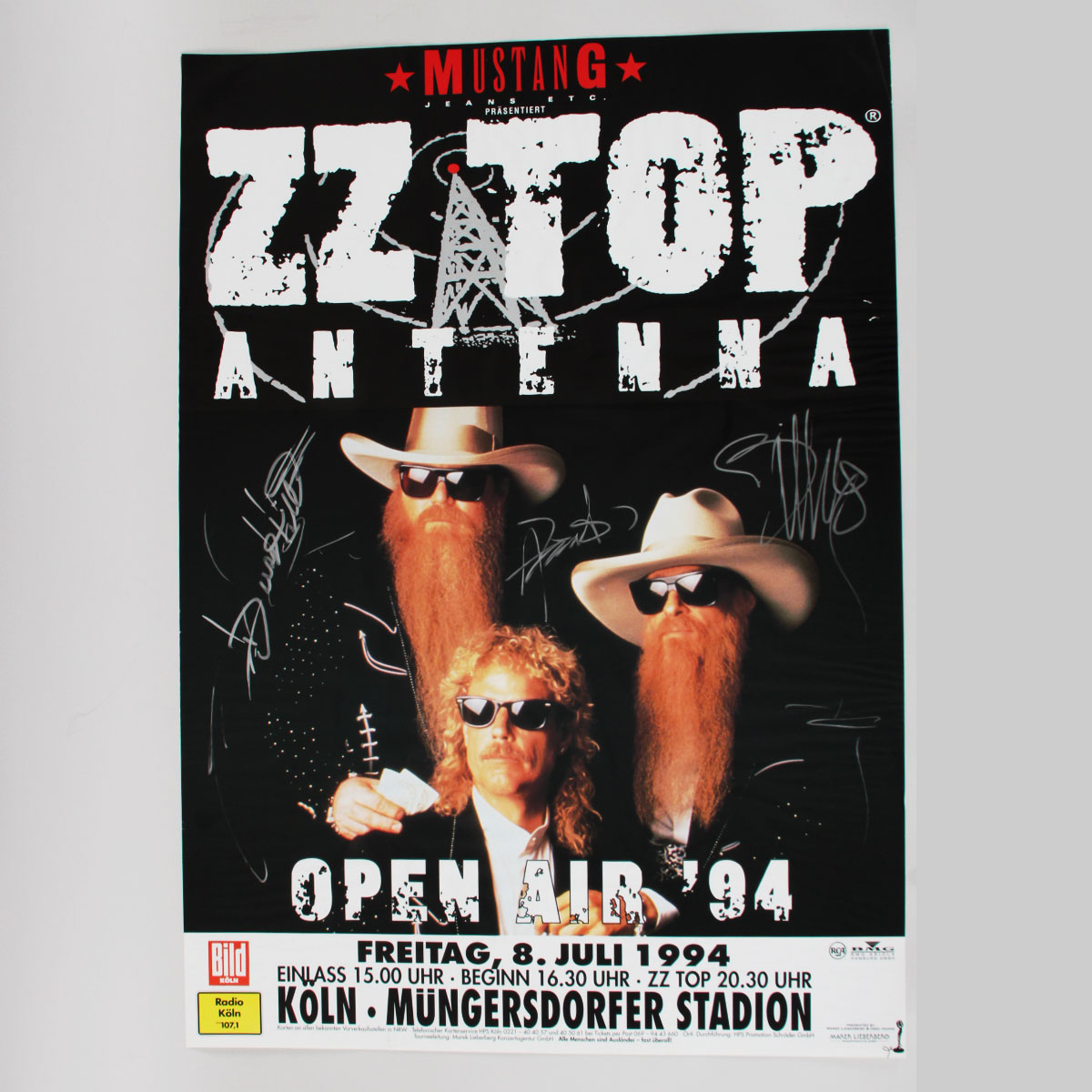 ZZ TOP Signed Concert Poster German 1994  23"x 33" JSA LOA