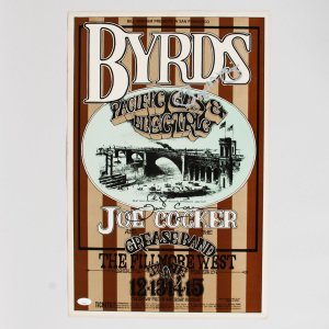 Joe Cocker Roger McGuinn Signed The Byrd's Bill Graham Concert Poster No.177 1969 2nd Printing 14x21