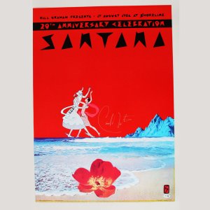 Carlos Santana Signed Concert Poster Bill Graham Presents 1986 21"x 30" JSA COA