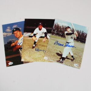 Bobby Richardson Signed Photo Lot (3) w/ Al Downing, Bill Skowron - COA JSA