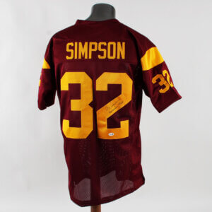O.J. Simpson Signed Inscribed USC Football Jersey COA JSA