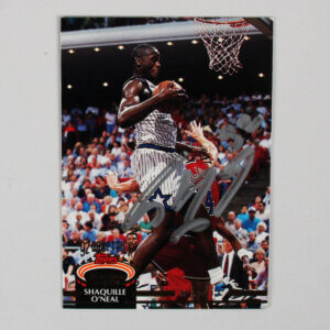 Shaquille O'Neal Signed Card 1992 Topps Stadium Club Auto Rookie RC #247 - COA JSA