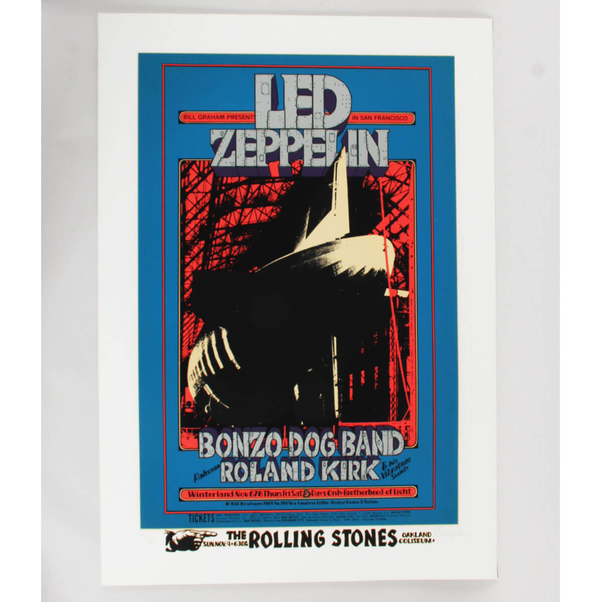 BG 199 Led Zeppelin AOL Serigraph + Original ticket set S/N Limited Edition # 402/500 signed by artist Randy Tuten