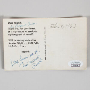 Fred Gwynne Signed Postcard Car 54, Where Are You? - COA JSA