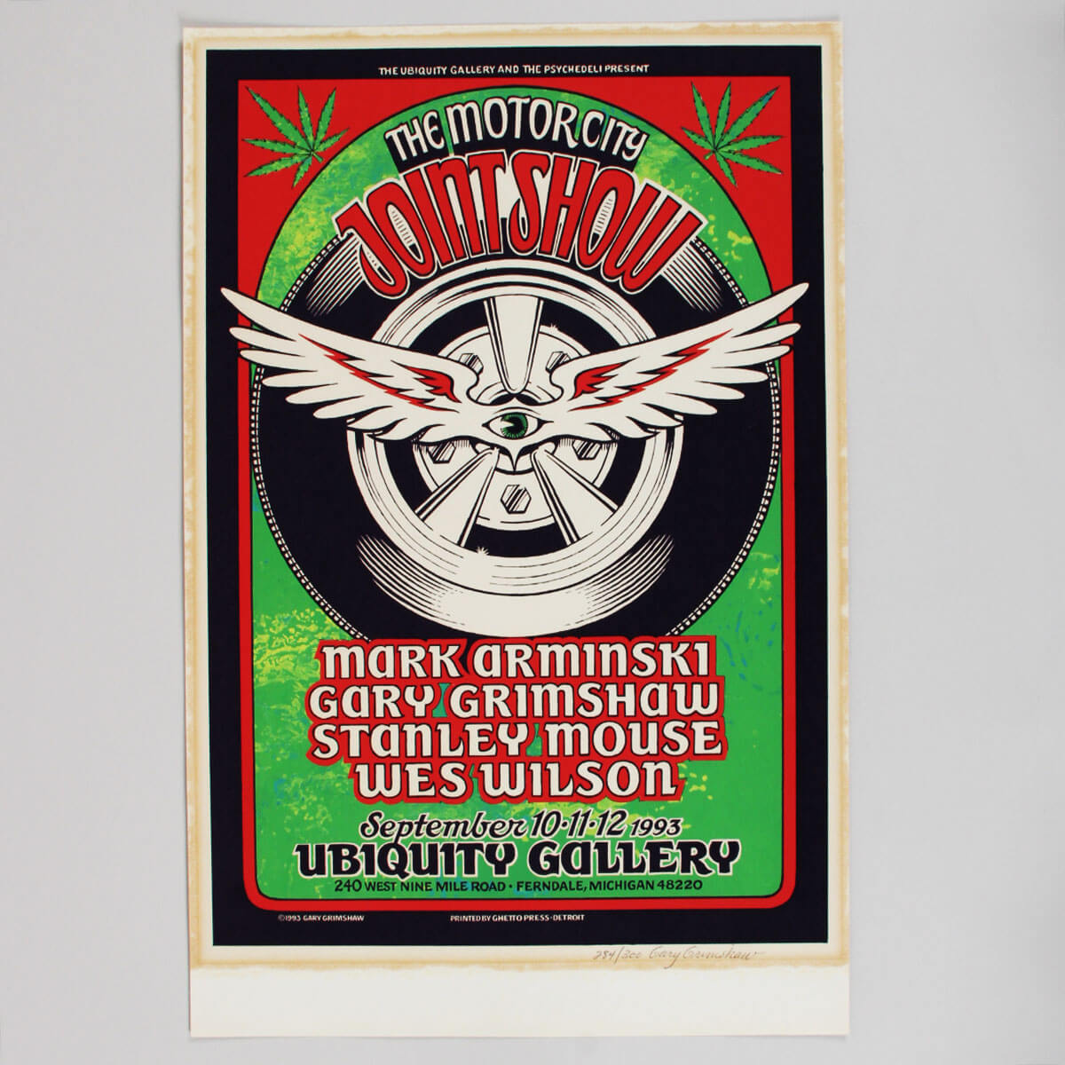 The Motor City Joint Show Limited Edition 1993 Signed Gary Grimshaw Concert Poster