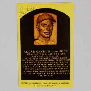 Sam Rice Signed Postcard - COA JSA