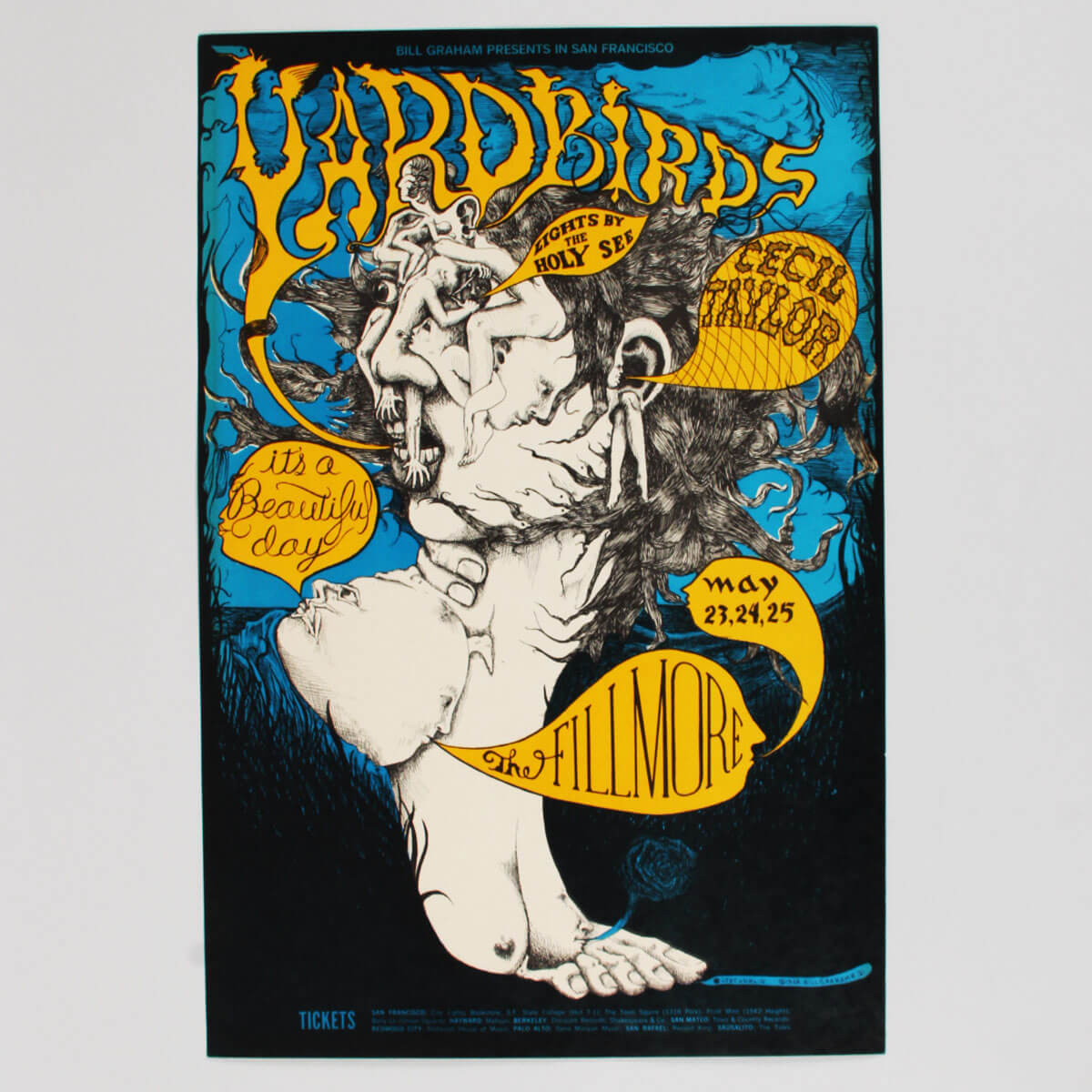 BG-121 The Yardbirds 1968 Fillmore Auditorium Original Concert Poster