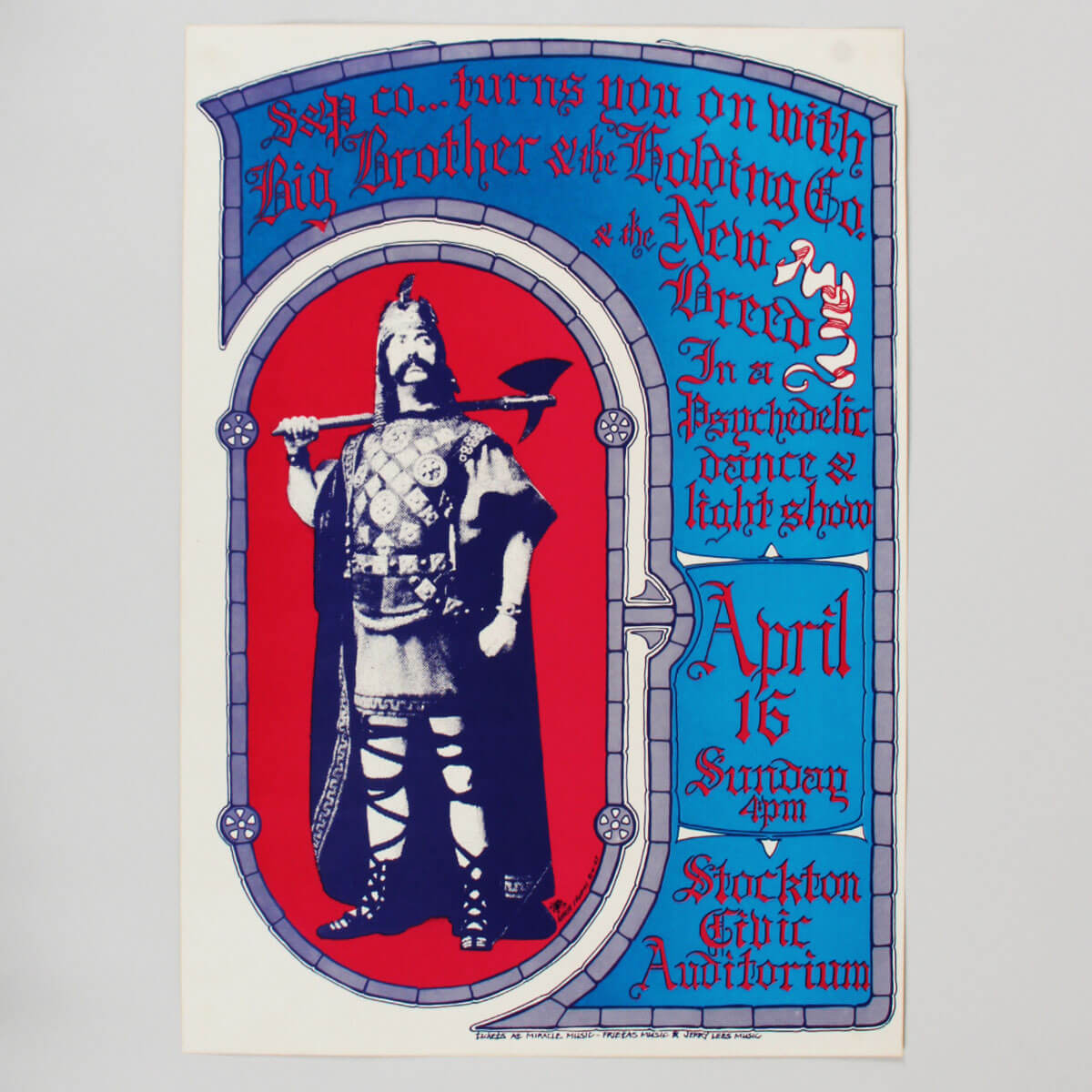Big Brother and The Holding Co. 1967 Stanley Mouse Artist Concert Poster.