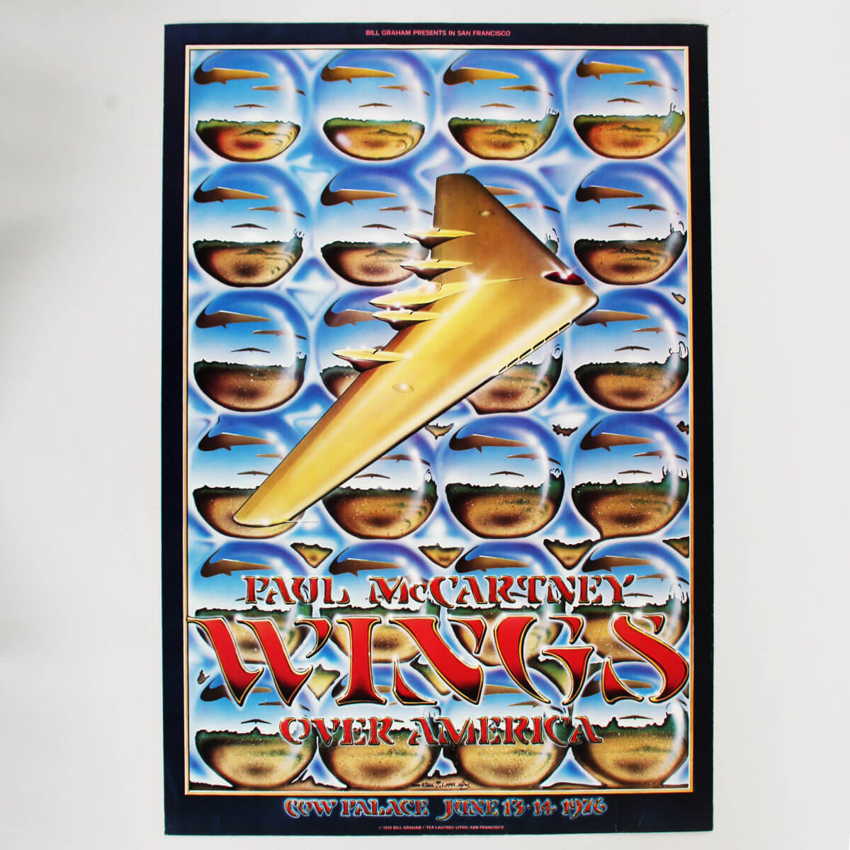 1976 Paul McCartney and Wings Wings Over America Cow Palace Concert Poster Bill Graham