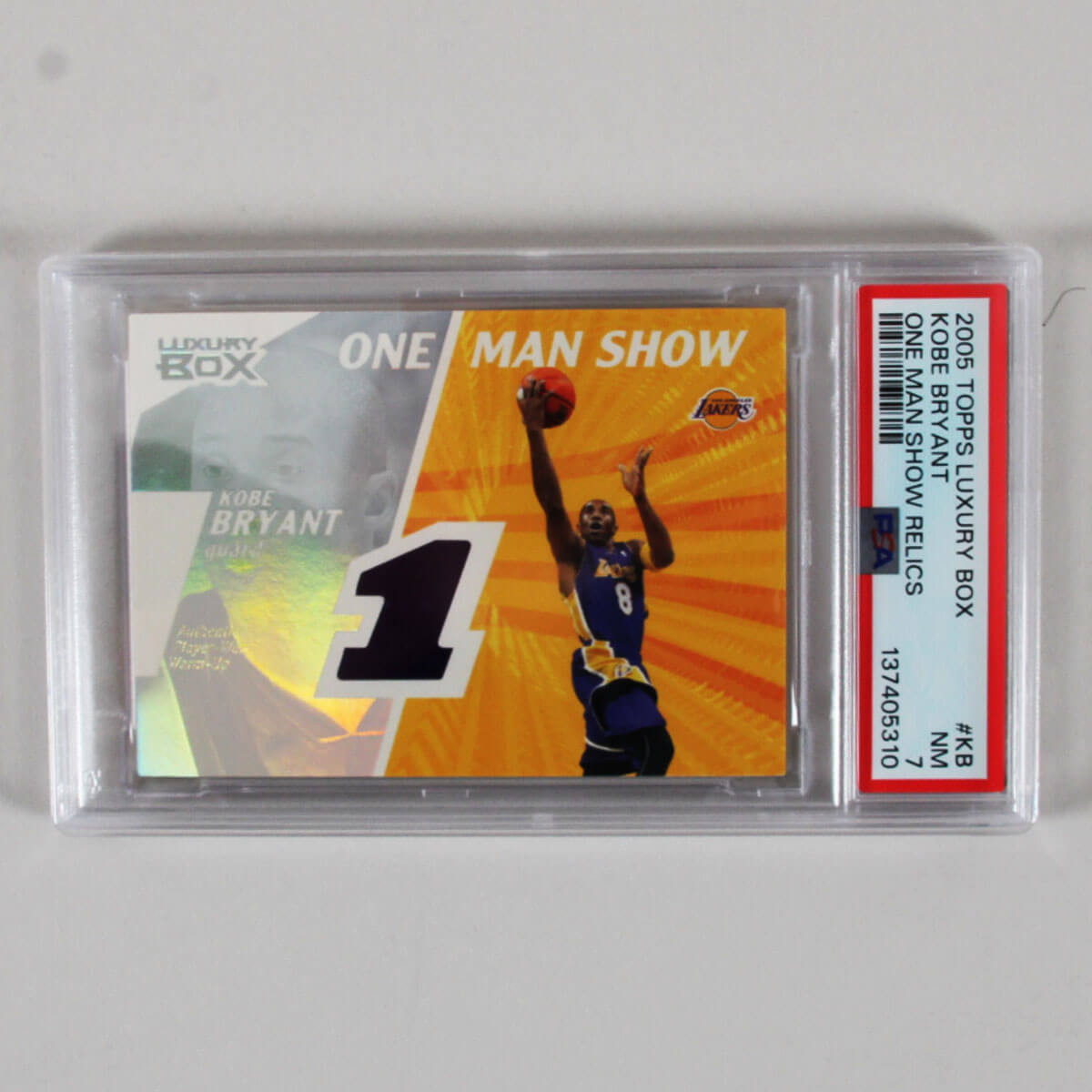 2005 Topps Luxury Box Kobe Bryant Graded Card #KB One Man Show Relics LE 210/225 - PSA 7