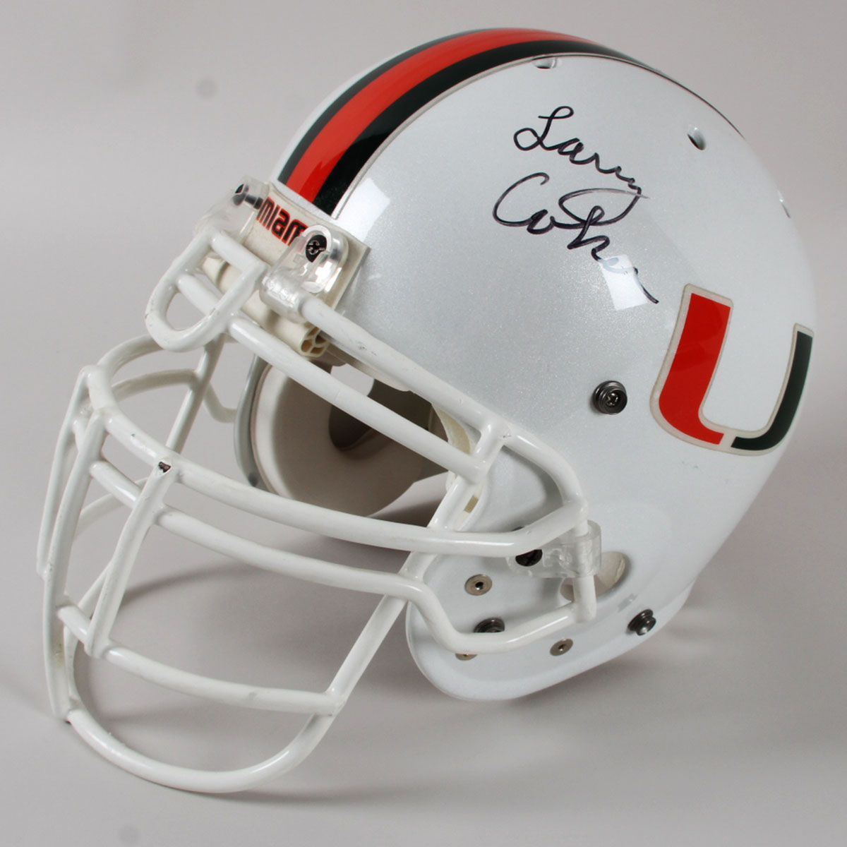 Larry Coker Signed Helmet Game Issued Miami Hurricanes "Go Canes" - COA JSA & 100% Authentic Team