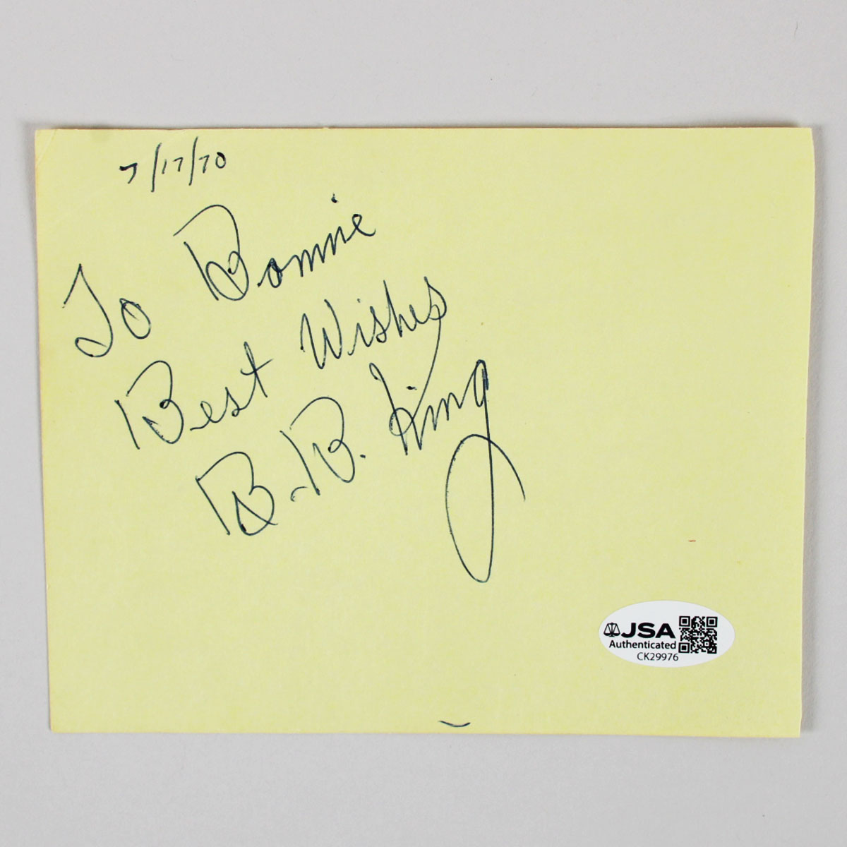 B.B. King Signed Cut Album Page - COA JSA