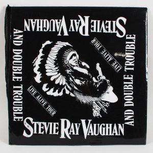 Stevie Ray Vaughan Rare Vintage 1980s Black Bandana Live Alive Tour 20"x20"