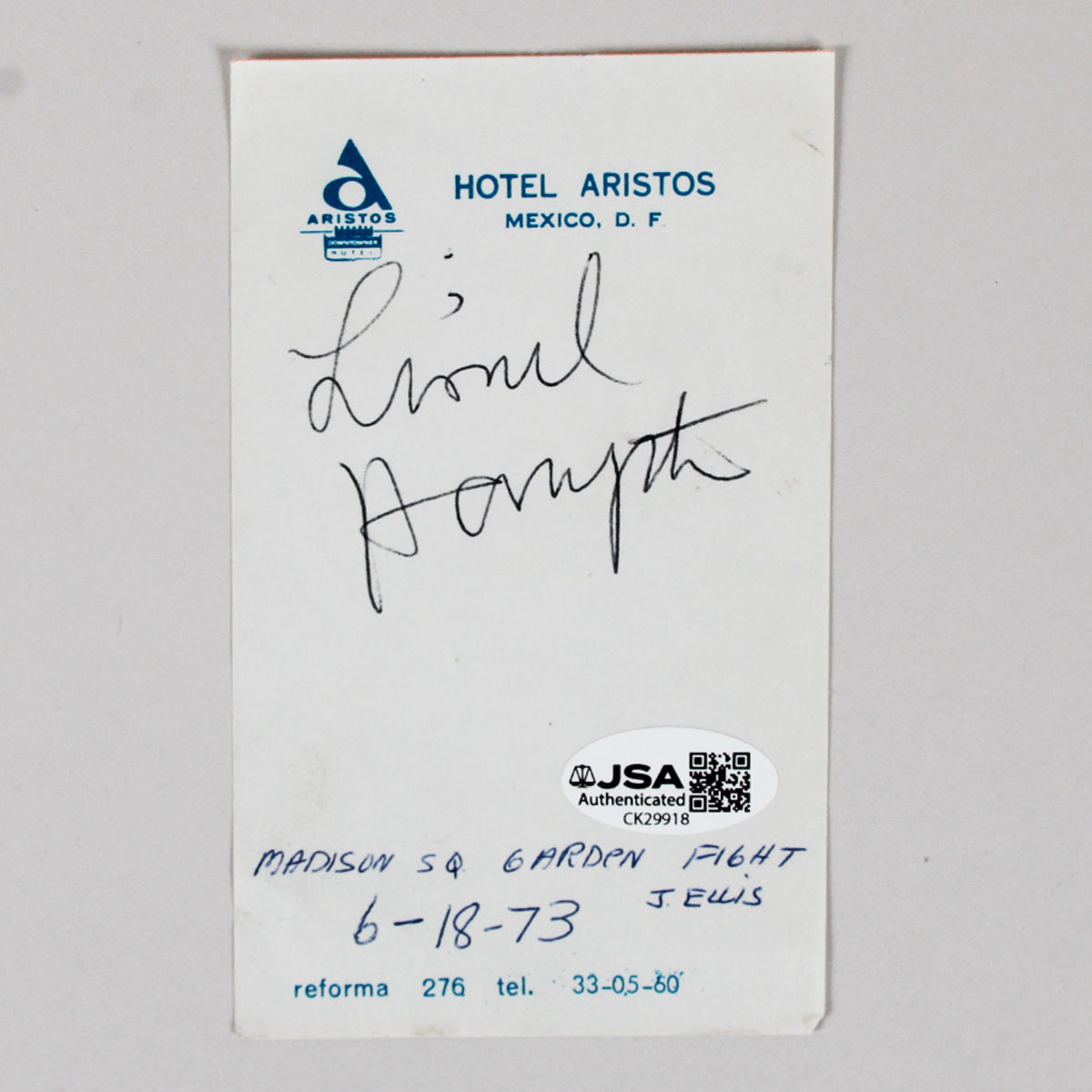 Lionel Hampton Signed Cut - COA JSA