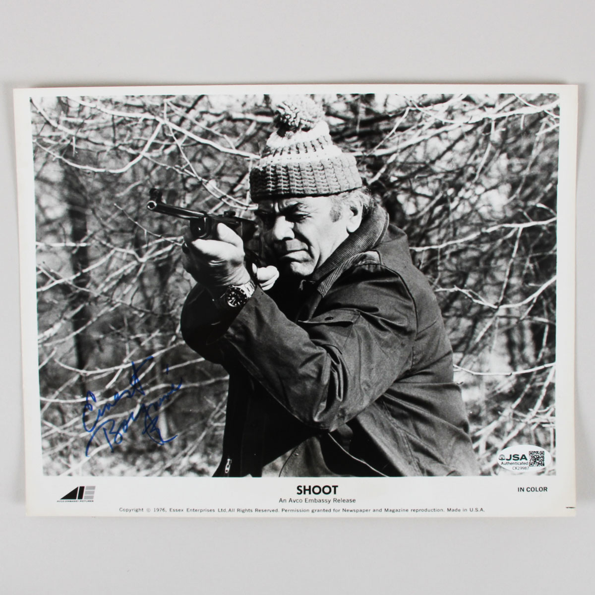 Ernest Borgnine Signed B/W 8x10 Photo Autograph JSA Certified