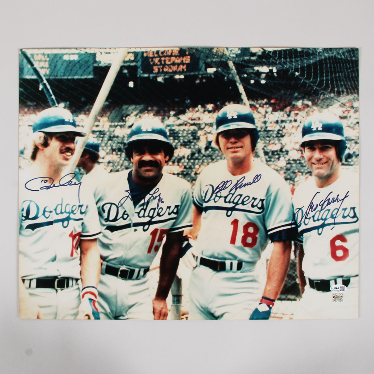 L.A. DODGERS 1981 GREATEST INFIELD SIGNED 16X20 PHOTO RUSSELL- GARVEY-CEY-LOPES  COA JSA