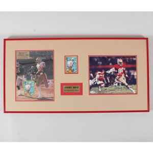 Jerry Rice Signed Photo 8x10 Display 49ers with 1986 Topps Rookie Card - COA JSA