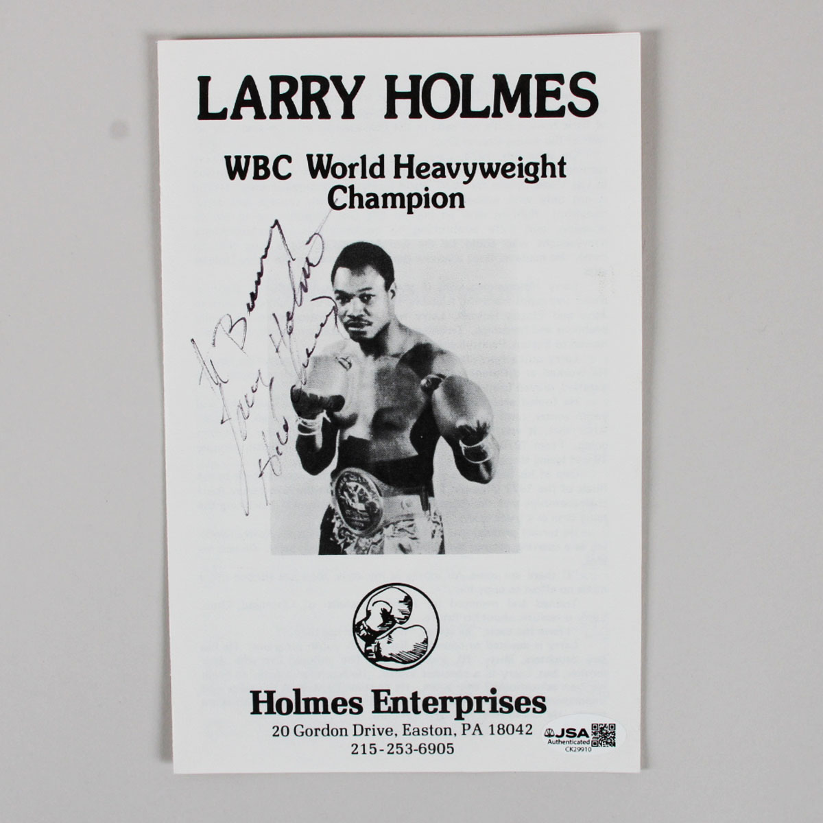 Larry Holmes Signed Boxing Program COA JSA