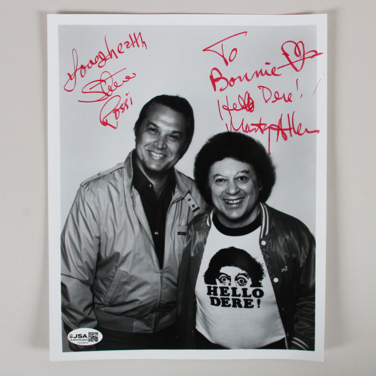 Marty Allen & Steve Rossi SIGNED 8X10 B&W Photo COA JSA