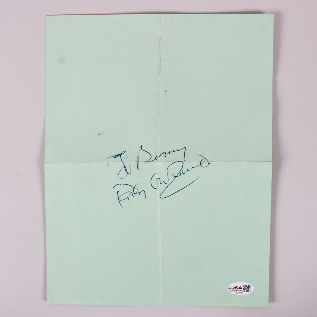 Rocky Graziano Boxing Legend Signed Luncheon Menu COA JSA