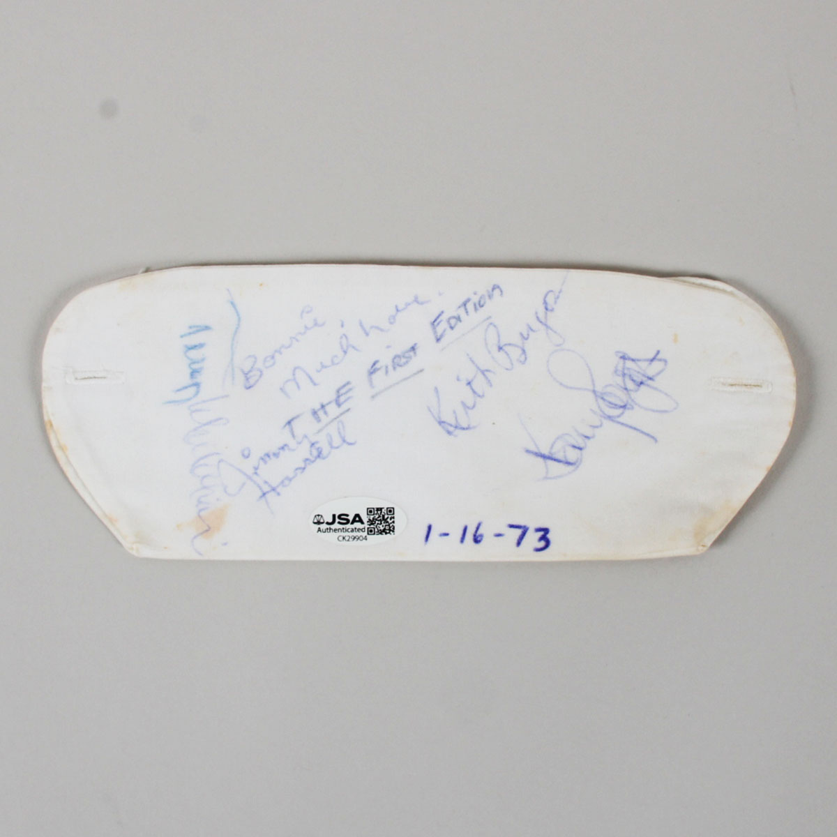 Kenny Rogers Signed Fabric Cuff + 3 members of First Edition 1973 COA JSA