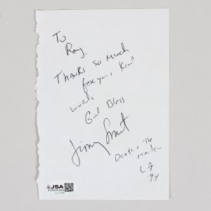 Jimmy Smits signed 4x6 Paper Sheet COA JSA