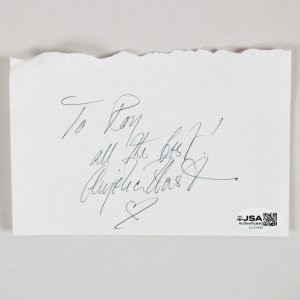 Angelica Huston signed 4x6 Paper Sheet COA JSA