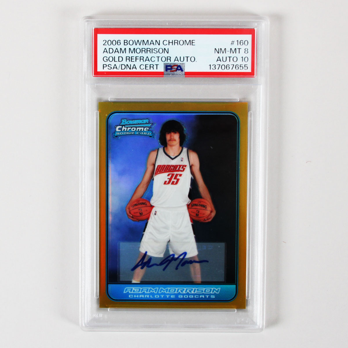2006 Bowman Chrome Adam Morrison Gold Refractor Auto Graded Rookie Card #160 RC 16/50 PSA 8 10