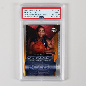 2005 Upper Deck Monta Ellis Signature Sensations Auto Graded Rookie Card #SS-ME RC 19/25 PSA 7 10