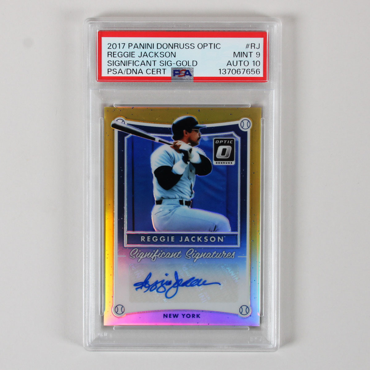 2017 Panini Donruss Optic Reggie Jackson Significant Signatures Gold Auto Graded Card #RJ 1/5 PSA 9 10