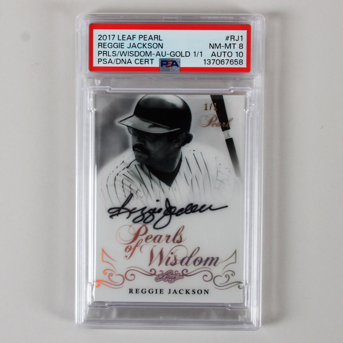 2017 Leaf Pearl Reggie Jackson Pearls of Wisdom Auto Graded Card #RJ1 1/1 PSA 8 10
