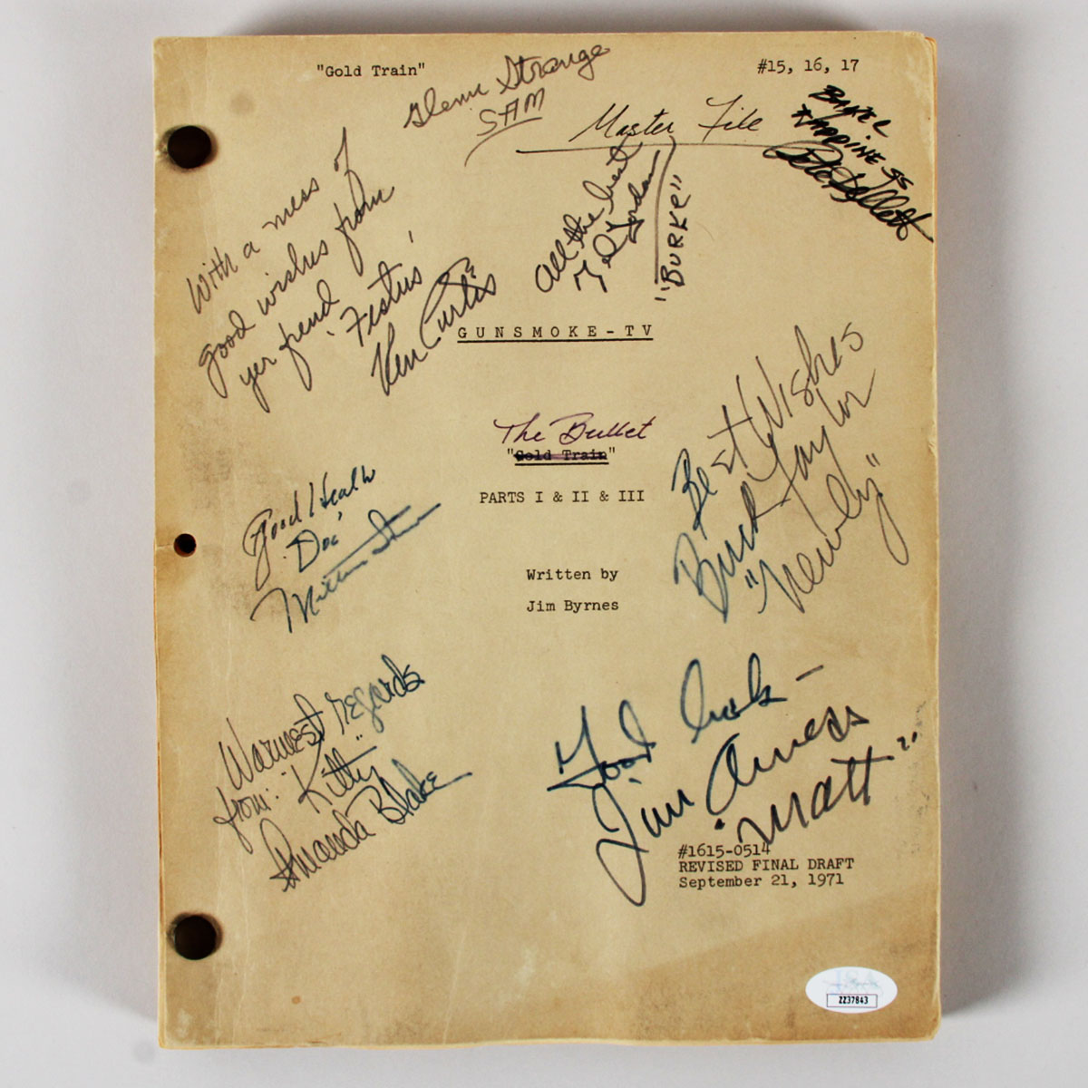 Gunsmoke Signed TV Movie Script COA JSA