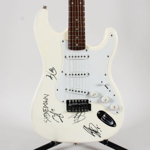 Shinedown Band Fender Strat Signed Electric Guitar (4)  Brent Smith, Barry Kirch, Zach Meyers & Eric Bass  COA JSA