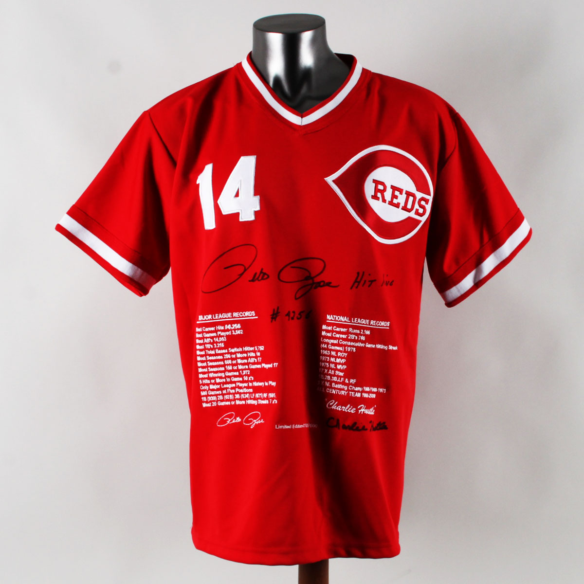 Pete Rose Signed inscribed Baseball Jersey JSA COA