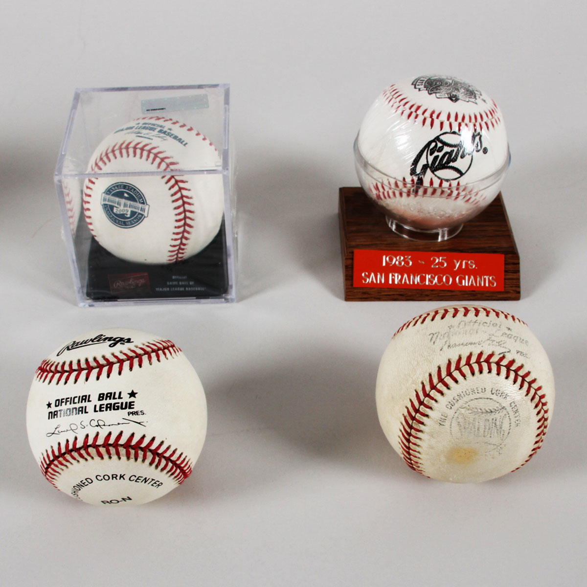 Official Unused Baseballs Lot of 4 Warren Giles Bud Selig Leonard Coleman + Giants Ball 1983