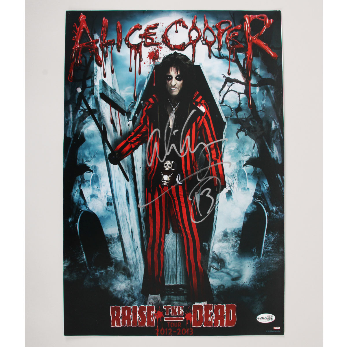Alice Cooper signed 12x18 Raise the Dead Tour Poster 2012-2013 COA JSA