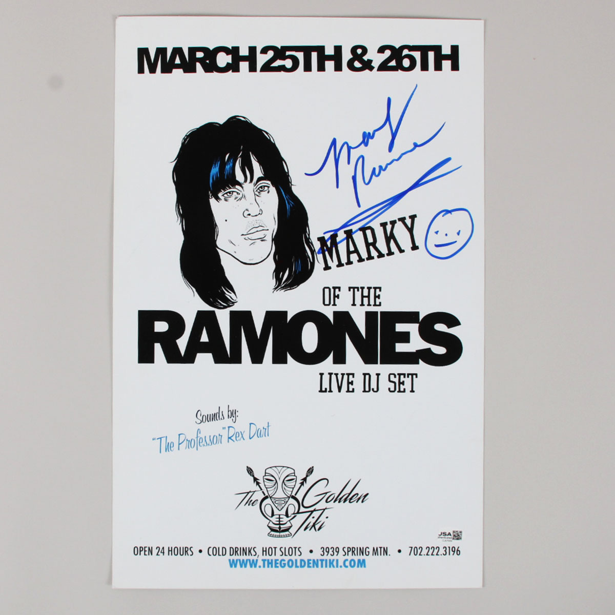 Marky Ramone Signed 11 x 17 Music Poster COA JSA