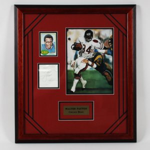 Walter Payton Signed Cut COA JSA + 1976 Topps Football Rookie Card Framed