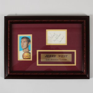 Jerry West Signed Cut Signature & 1970-71 Topps basketball Card Framed 13" x 17" JSA COA