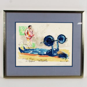 Leroy Neiman Signed Lithograph Wassili Alexgew & Woman Weight Lifter - COA JSA