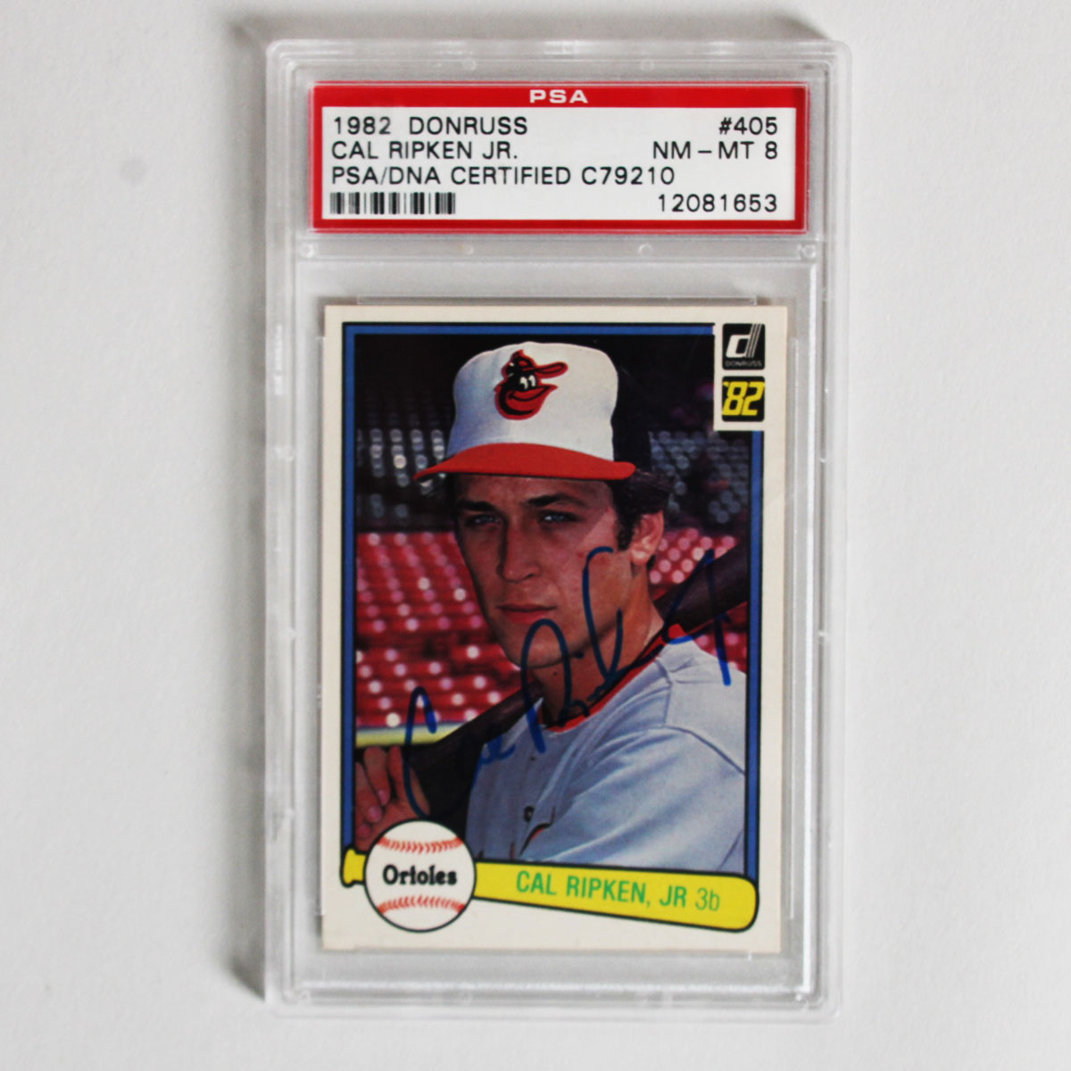 1982 Donruss Cal Ripken Jr. RC signed Graded Card #405 PSA 8 NM-MT