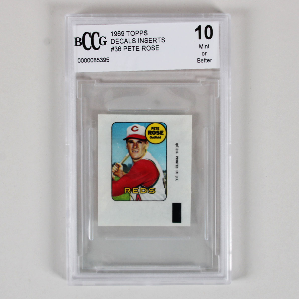 1969 Topps Pete Rose Decal Inserts Graded Card #36 BCCG 10 Mint