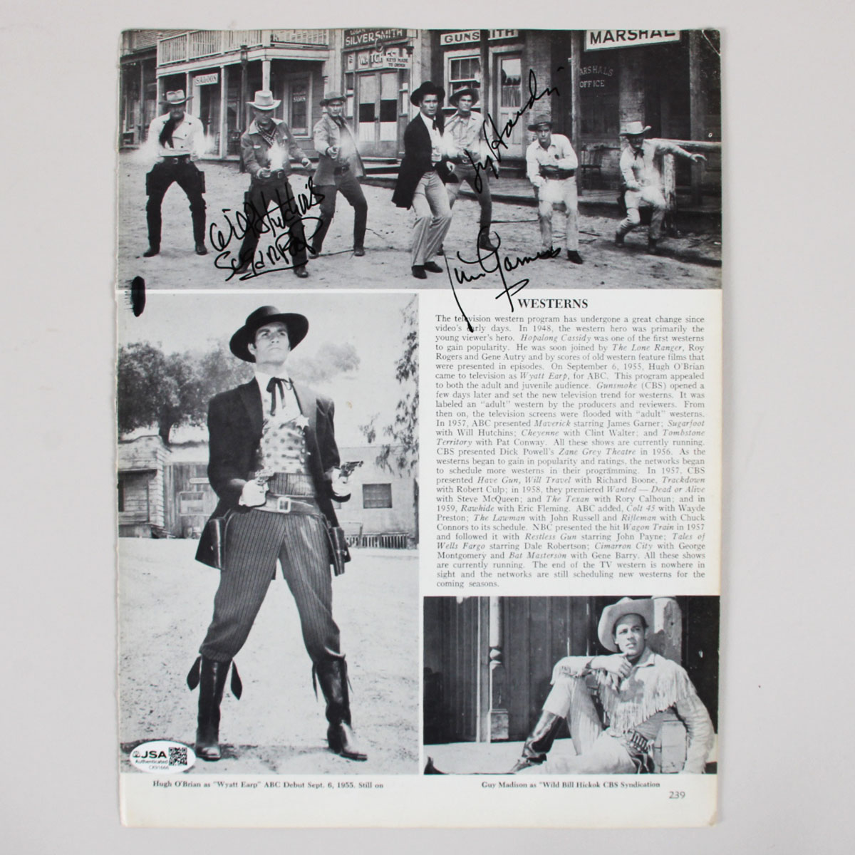 James Garner Ty Hardin & Will Hutchins Signed Photo Magazine 1950s COA JSA