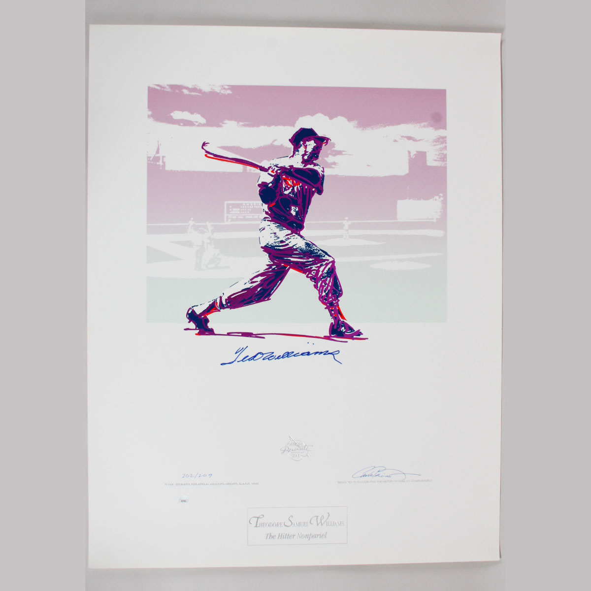 Ted Williams Signed Print Red Sox LE 202/209 (Carlo Beninati) – COA JSA